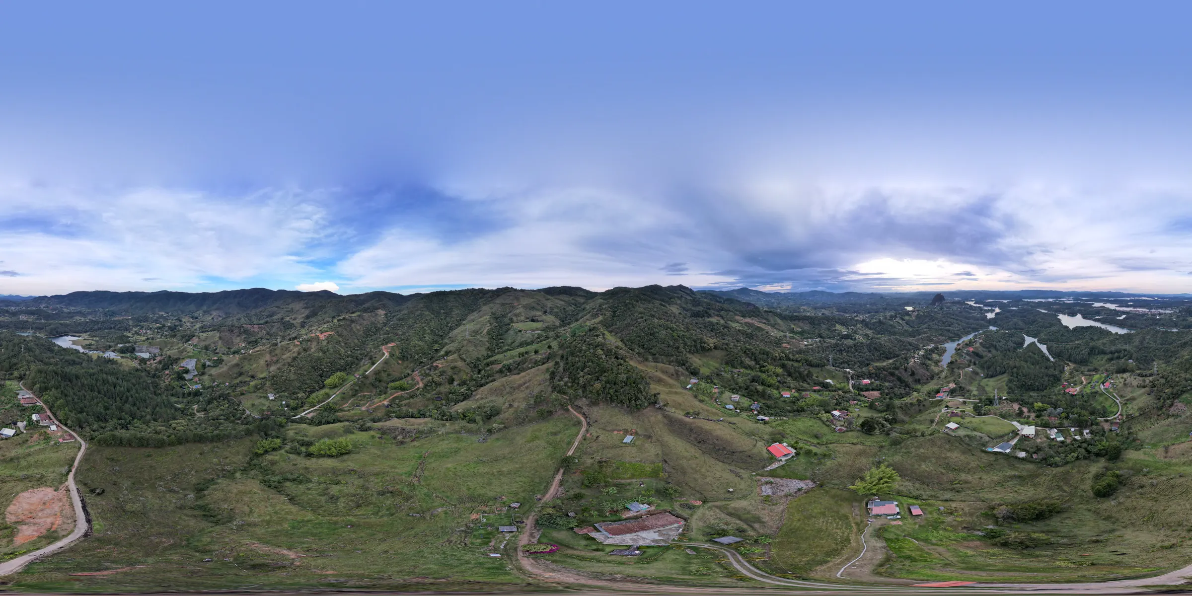 Panorámica 360 grados desde los lotes campestres Vista Hermosa en Guatapé