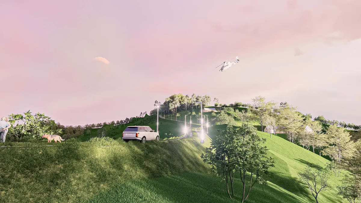 Render al atardecer de los lotes campestres Vista Hermosa en Guatapé, Antioquia