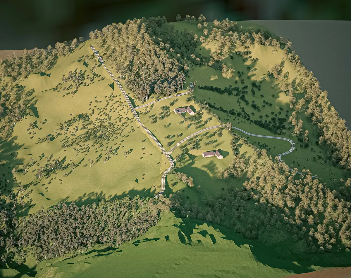 Render de implantación general del proyecto Lotes Campestres Vista Hermosa en Guatapé